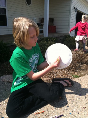 diy sundial for kids in progress