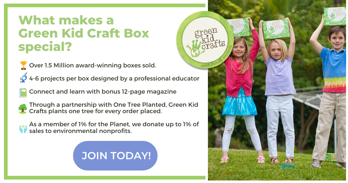 kids holding green kid crafts box