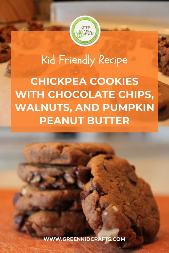 chickpea cookies with chocolate chips, walnuts and pumpkin peanut butter