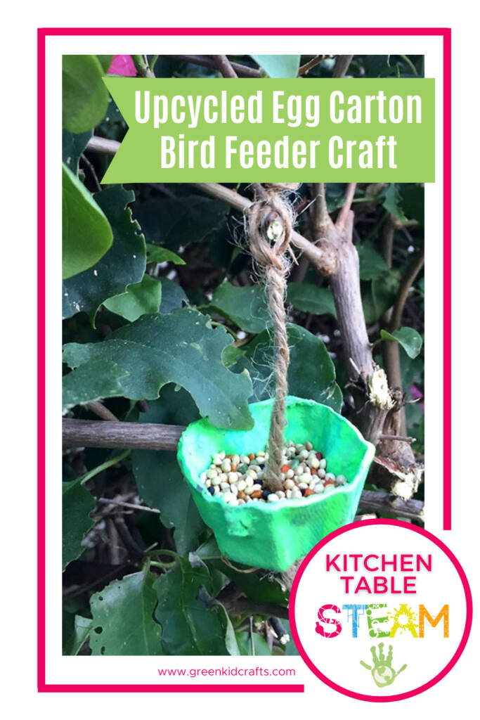 Upcycled egg carton bird feeder craft for spring!