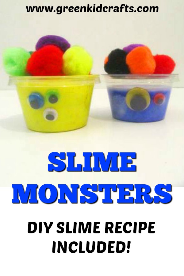 DIY slime monsters activity for kids. A fun twist on making slime at home. Silly monsters craft for kids.